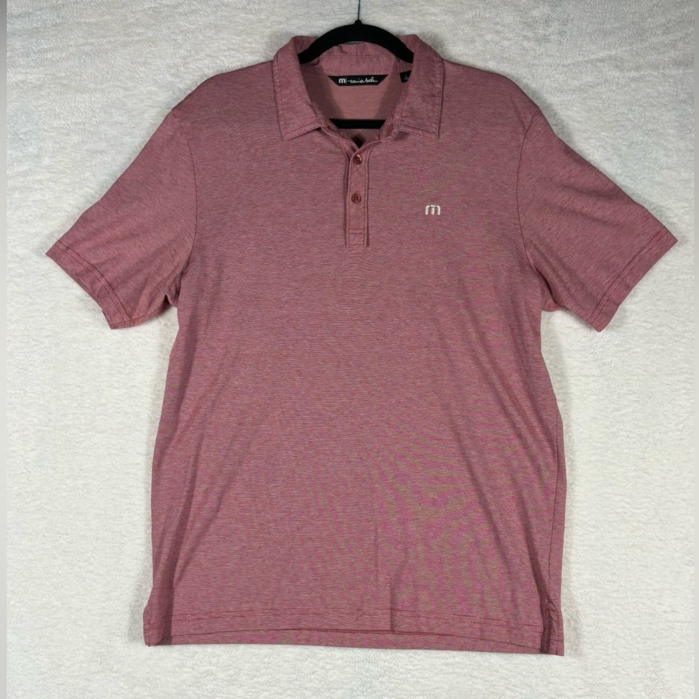 Travis Mathew Red Polo Heather Cardinal Men’s Large Golf Pima Cotton